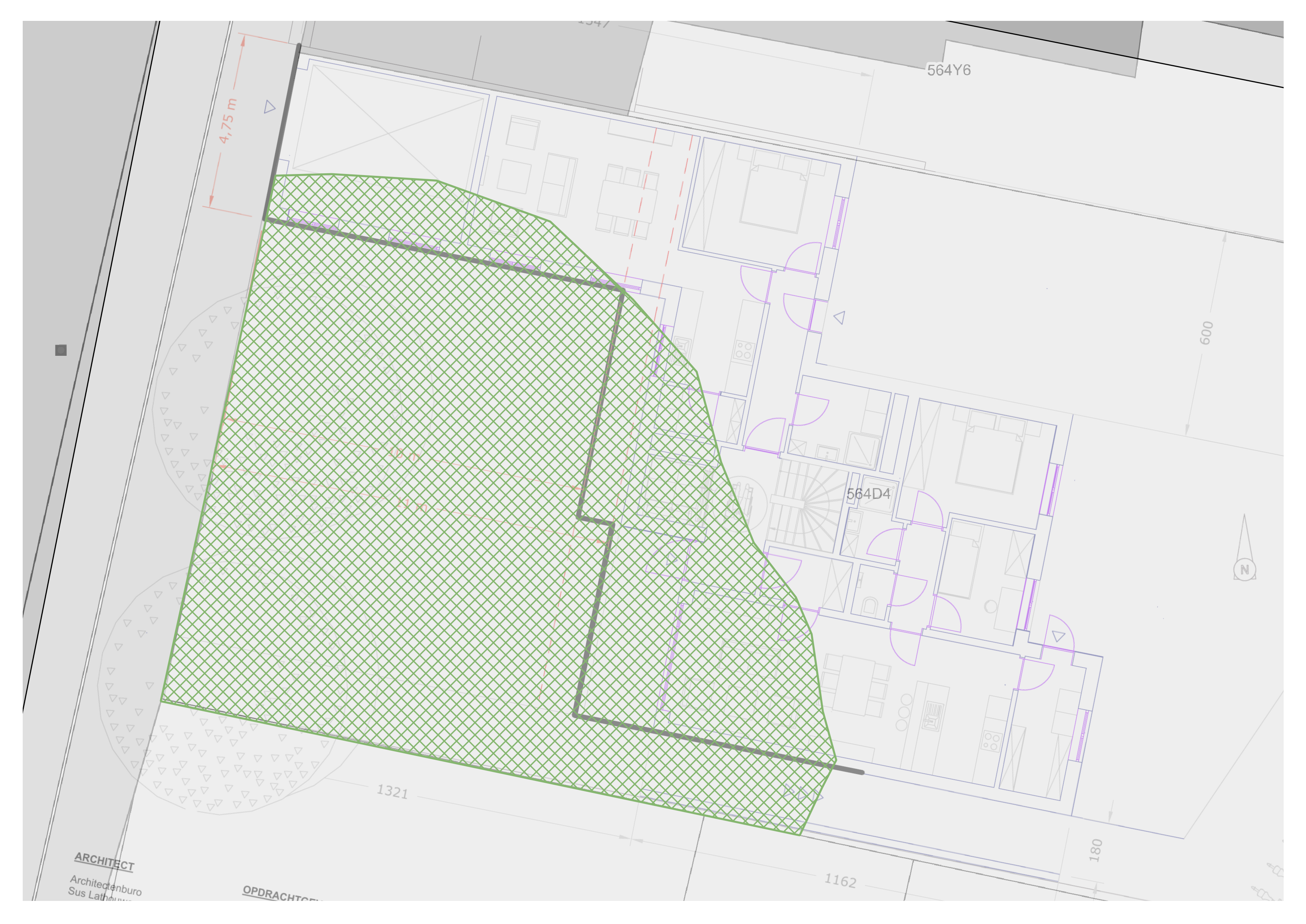 Kaart van de architect met de correcte boomkroonprojectie